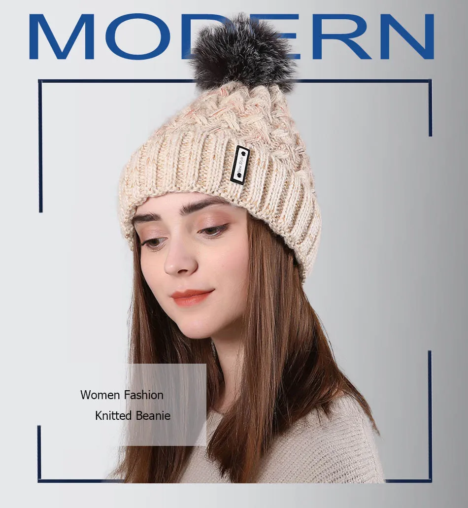 FS стиль зимние шапки для женщин Мех животных Pom Beanie вязаный Skullies Красный розовый плюс бархат открытый уха головы теплые шапки с помпоном