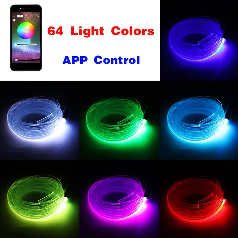 4 шт. RGB светодиодные ленты/волоконно-оптические полосы/светодиодный полоска свет набор приложение управление для интерьера автомобиля Музыка украшения