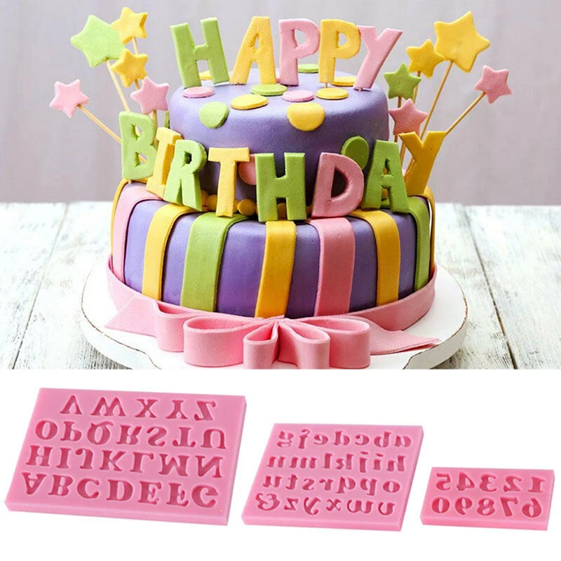 

3pcs/set Number Letter Shape Silicone Mold Cake Decoration 3D Food Grade Soap Chocolate Moulds