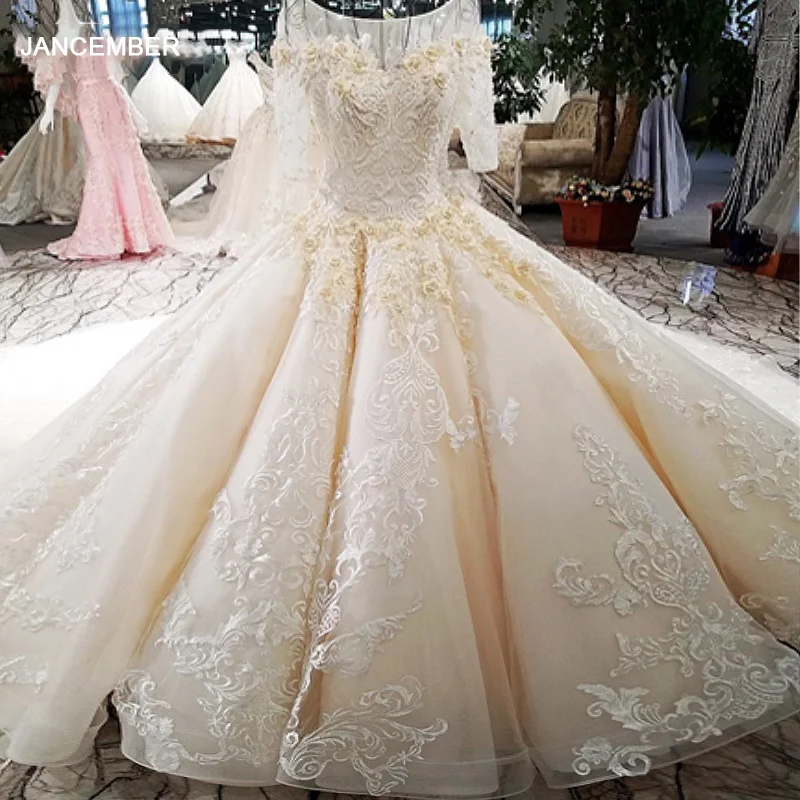 LS74335 2018 свадебные платья шикарныеРоскошное свадебное платье с рукавами бальное