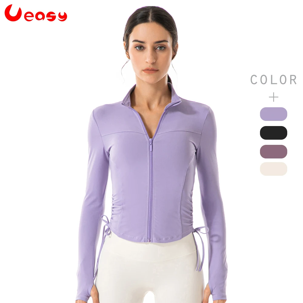 

Ueasy Workout Jackets for Women Long Sleeve Sports Slim Fit Zipper Track Tops Yoga Gym Top Activewear Running Clothes