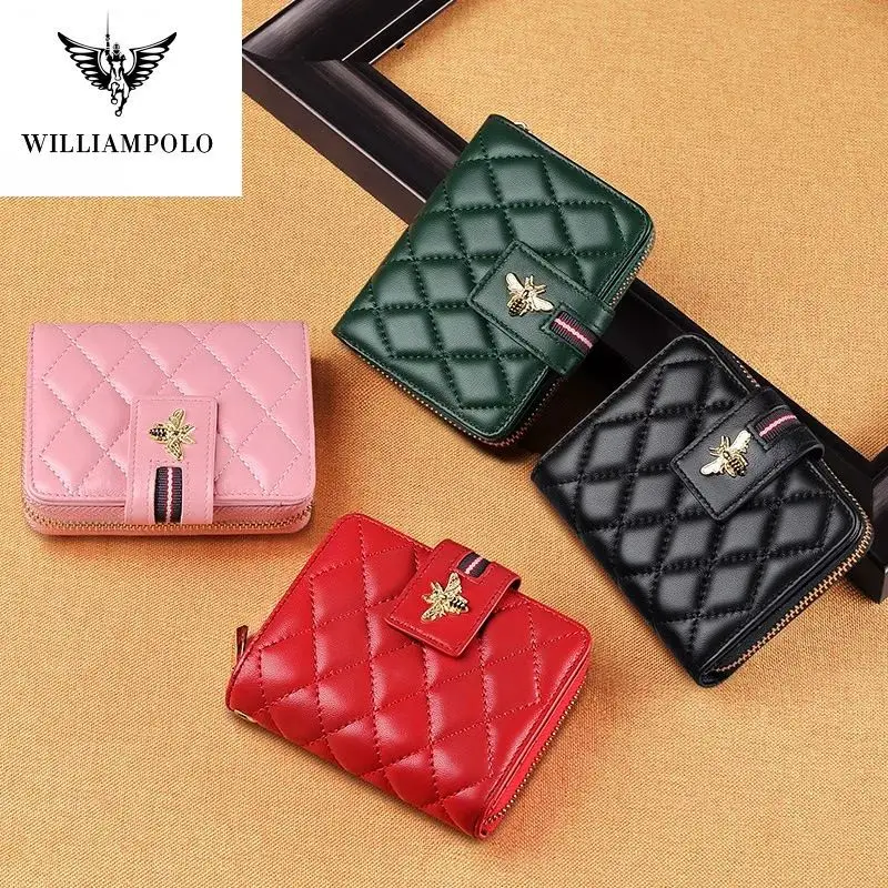 High-end new fashion soft lambskin ladies short wallet full grain exquisite small wallet portable multi-card space mini wallet