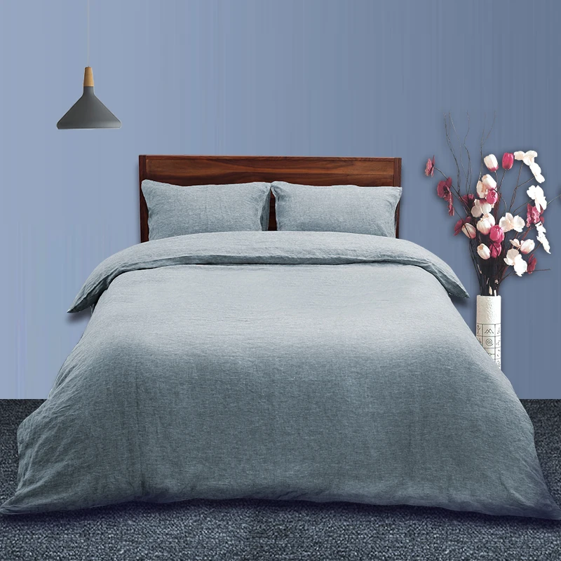 Настраиваемый однотонный окрашенный из пряжи 4 шт. Простыня натуральной льняной