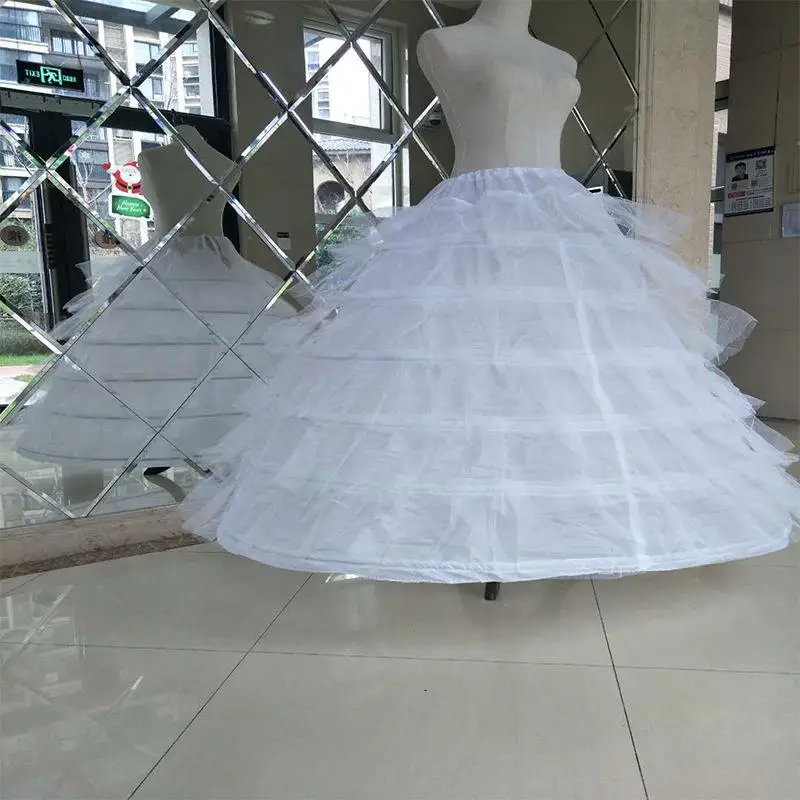 

6 Hoops With Hard Thick Tulle Petticoat Crinoline Underskirt Slips For Wedding Dress Quinceanera Ball Gown Jupon 2022