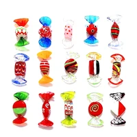 murano lampwork glass candy ornament fancy colorful red tone design handmade craft art holiday christmas sweets for decoration