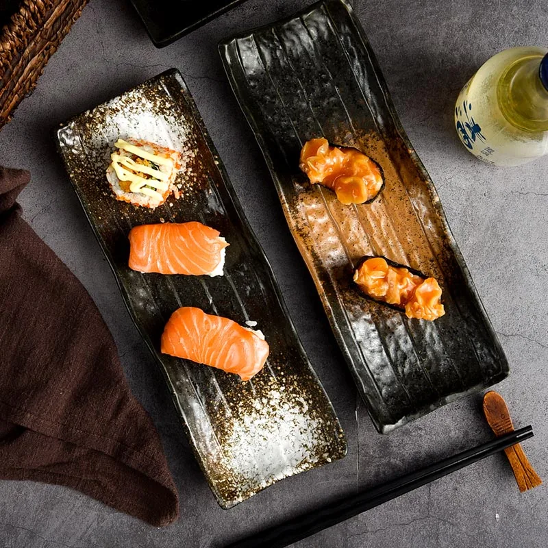 Посуда для японской кухни прямоугольная керамическая тарелка суши креативные