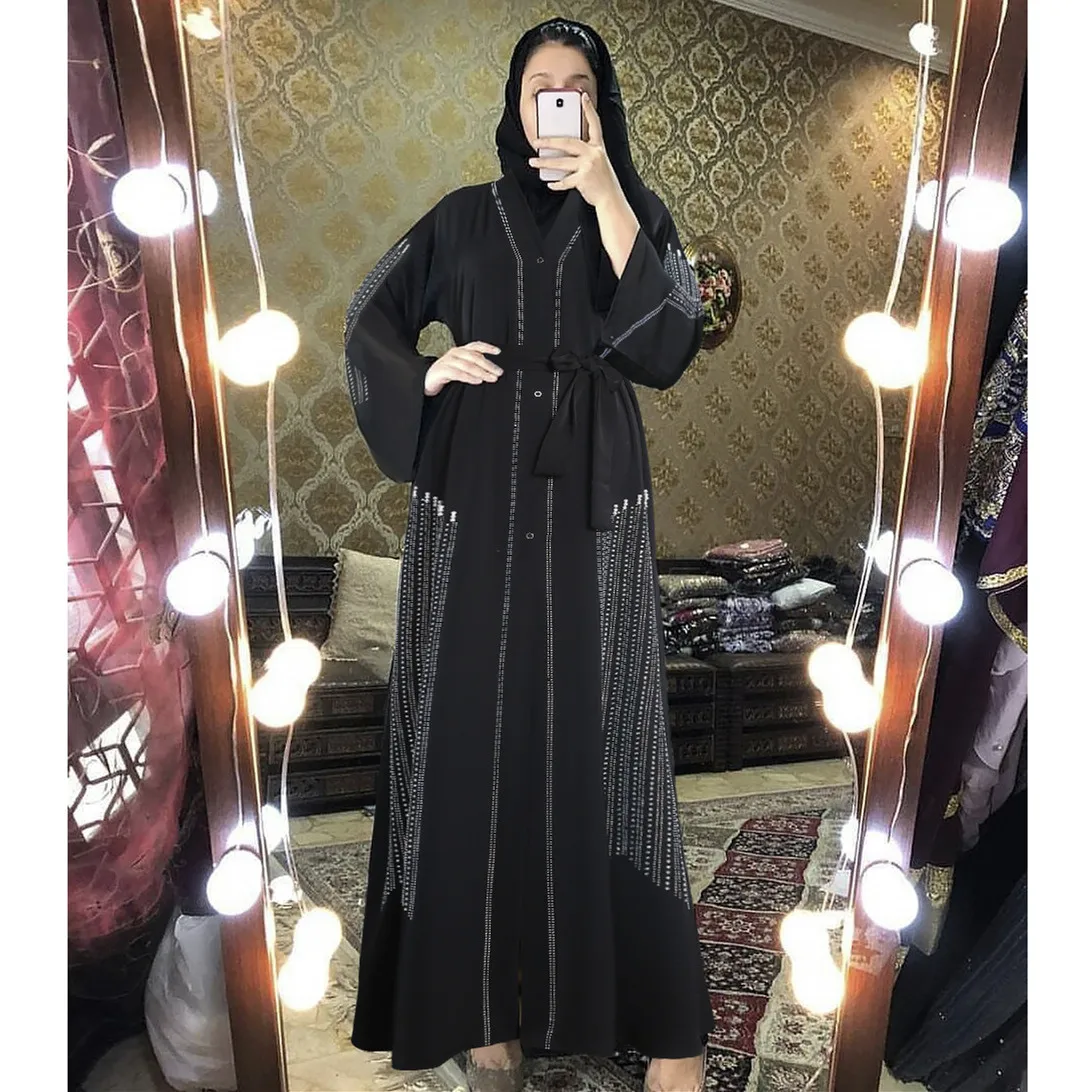 Черная абайя, искусственное мусульманское хиджаб, платье 2022 Caftan, марокканская Арабская мусульманская одежда, кимоно, женское платье Djellaba