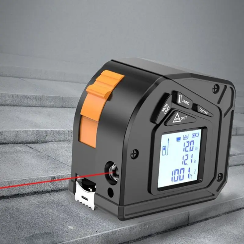 

2 In 1 50M+5M Digital Distance Meter Laser M / In / Ft Measuring Tape Retractable Ruler USB Charging Laser Rangefinder