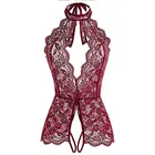 Сексуальный комплект на тонких бретелях, на День Св. Валентина, прозрачное женское нижнее белье, сексуальное боди, вязаное крючком, кружевное, Сетчатое, с лямкой на шее