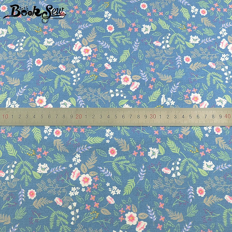 Booksew зеленый материал для шитья 100% хлопок Telas Tecido цветочный рисунок Цветочный
