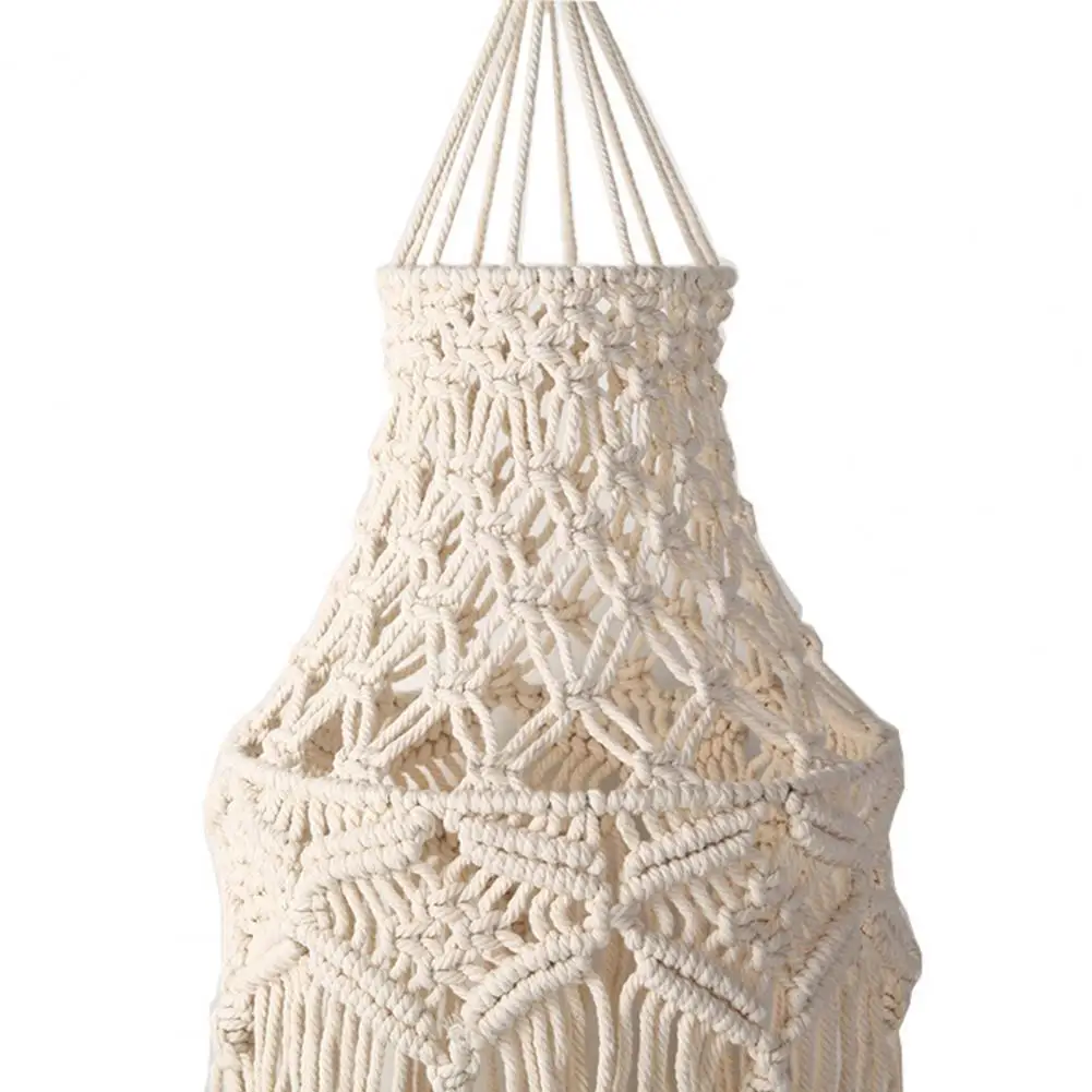 

Macrame Lace Lampshade Nice-looking Decorative Lightweight Hand Knitting Wall Hanging Tapestry Lampshade for Household