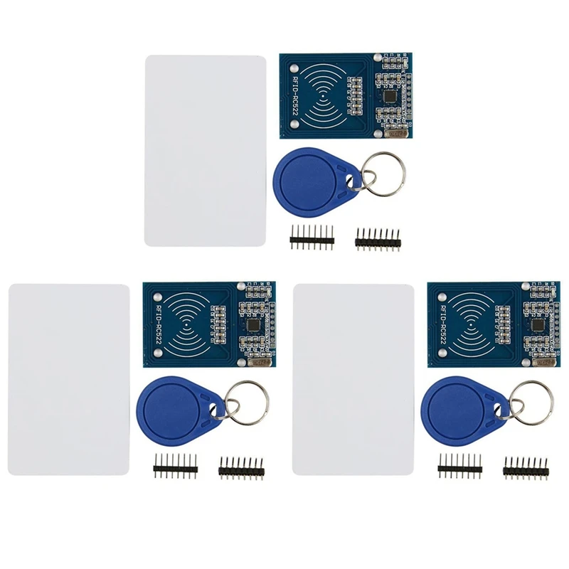 

3Pcs RC522 RF IC Card Sensor Module + S50 Blank Card + Keychain for Arduino Raspberry Pi