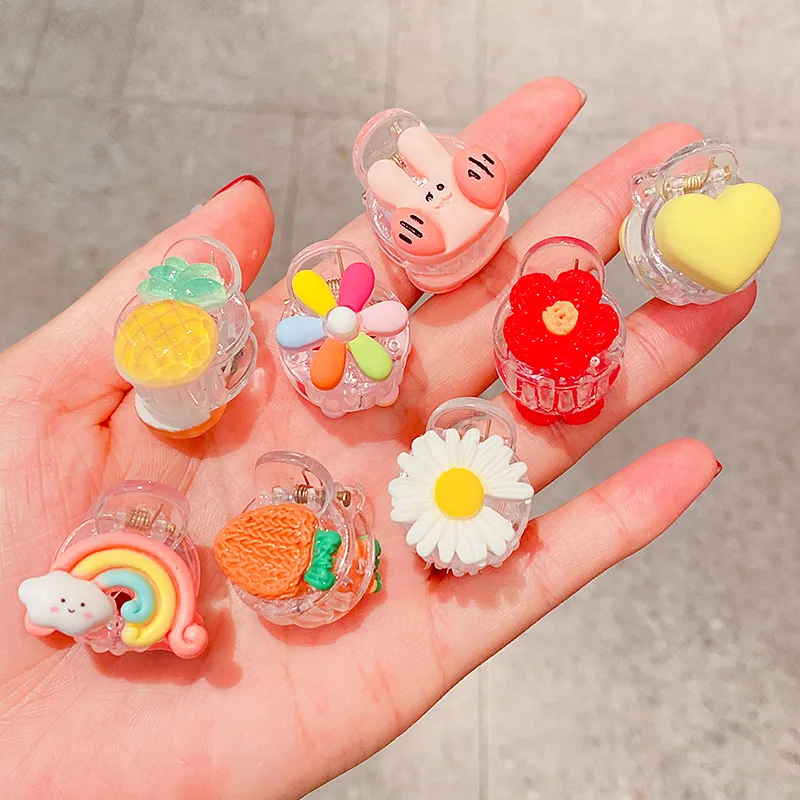 

6/10/16 PCS/Set Lovely Small Cartoon Hair Claw Clips Accessories For Kids Candy Arylic Hairpin Crab Fashion Fruit Headwear