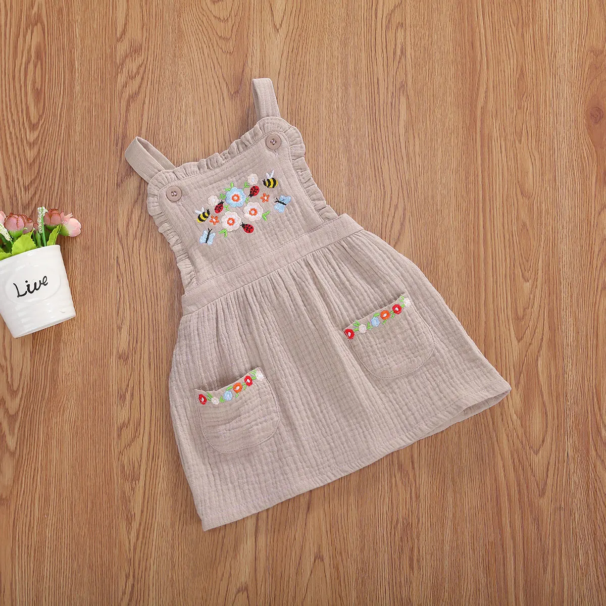 Летнее платье детское платье-комбинезон для девочек Однотонный сарафан