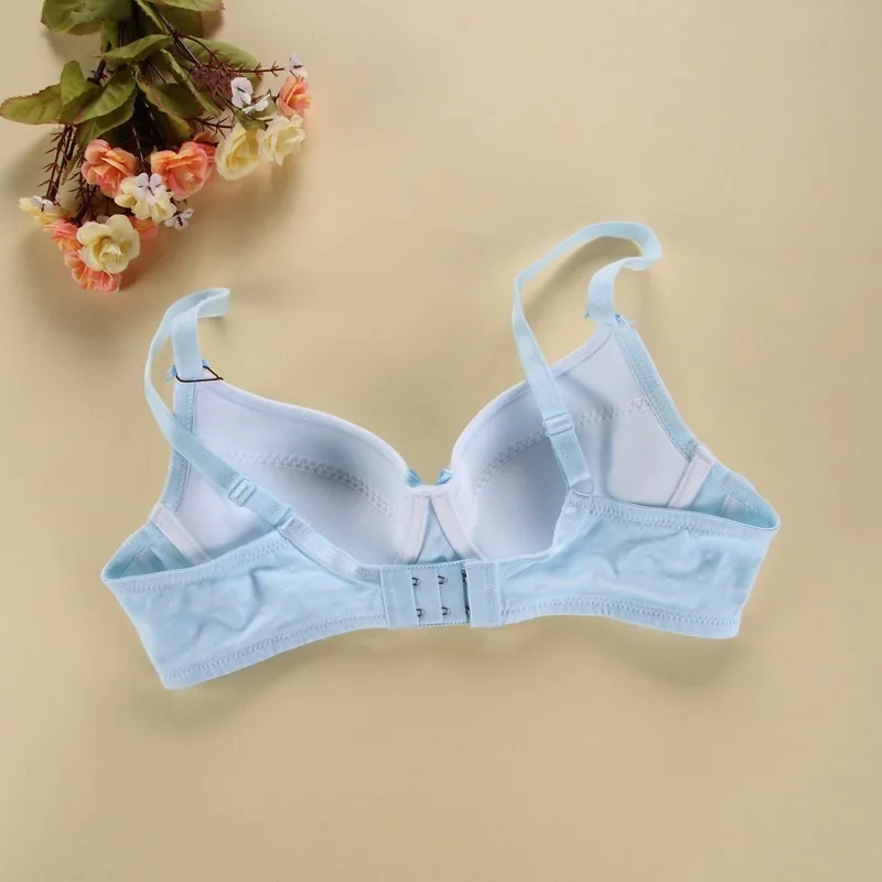 Женский бюстгальтер-Бралетт розовый синий с бантиком пуш-ап на косточках