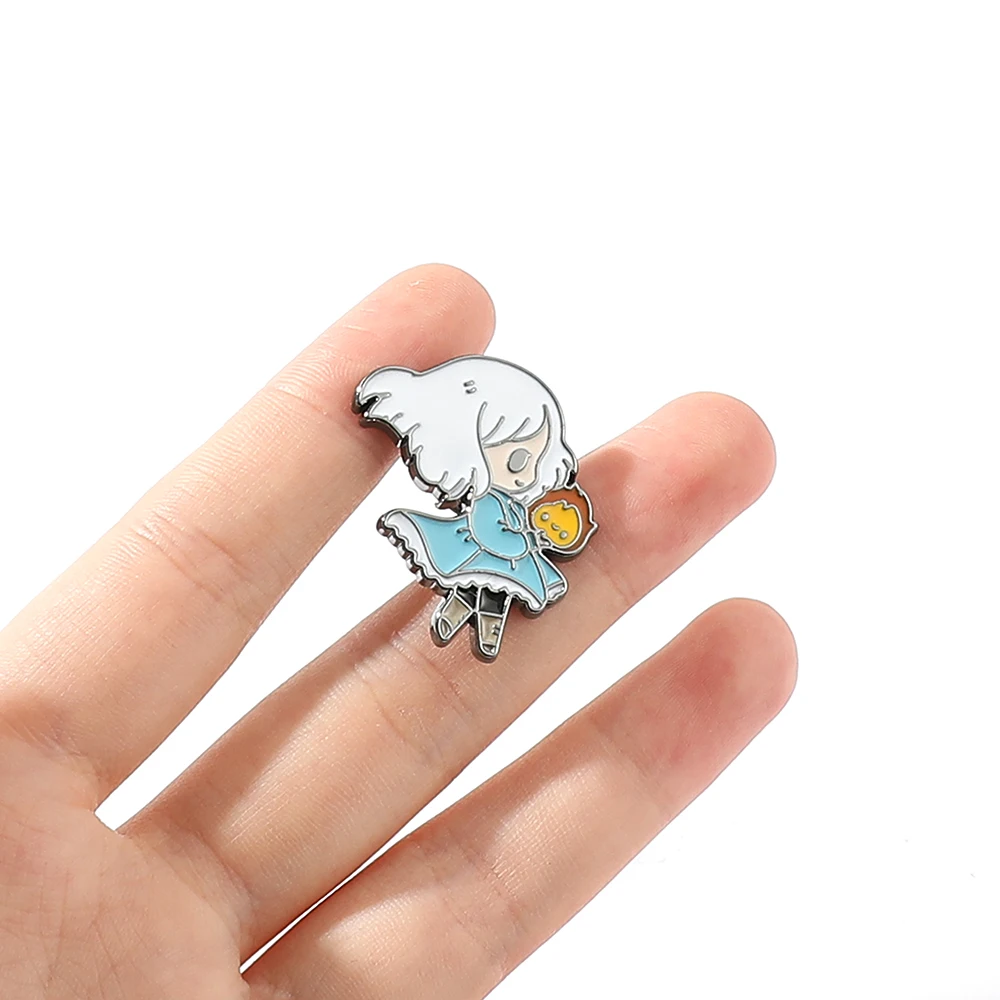 Howl's Moving Castle твердая эмалированная булавка Милая мультяшная брошь в виде медали