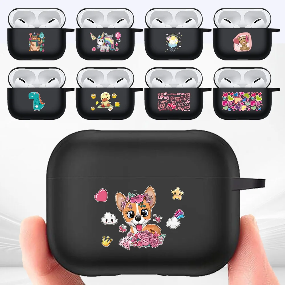 

For Apple AirPods Pro Matte Black Earphone Case High Quality Silicone Protective Case Cartoon Matte Black Earphone Accessories