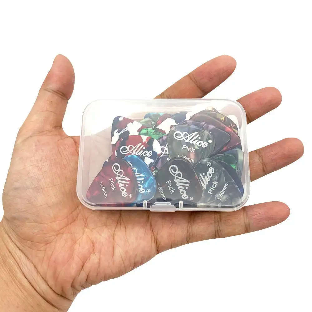 40 stück alice gitarre picks mit lagerung box lange lebensdauer vermittler bass pick druable material dicke 46 71 81 96 12 15mm free global