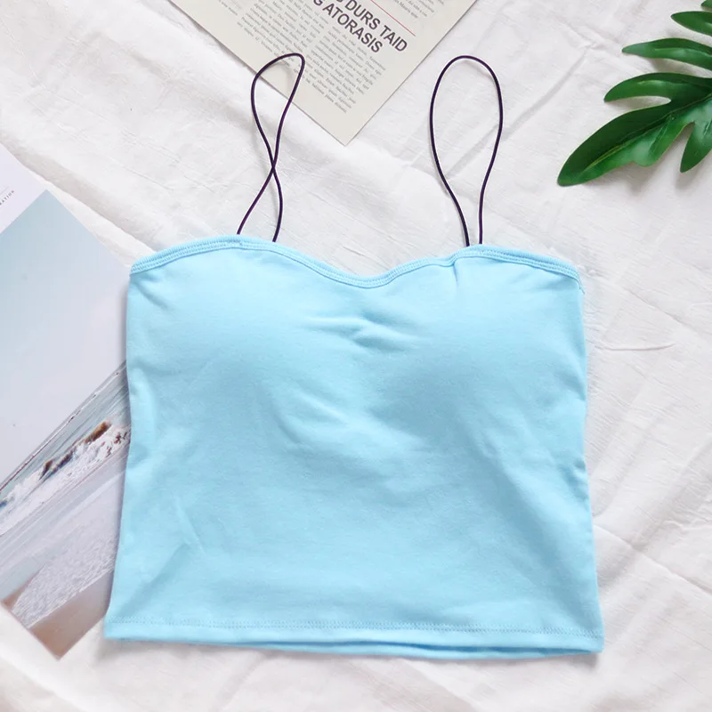 

Amoi Girls Camisole Modal Threaded Cotton Beauty Back Strapless Chest Pad Base Tube Top Wrap Chest Short Backless For Women