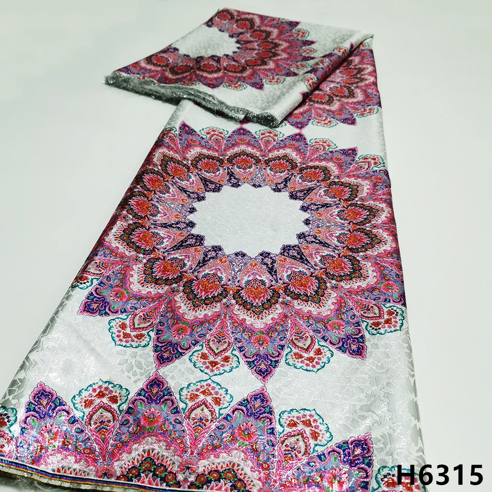 

Latest Nigerian Brocade Lace Fabric 2022 High Quality Colorful Printed Jacquard African Lace Fabric For Party Dress HJ6315