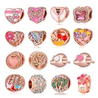 Новинка 2020, 4 шт., розовое золото, музыкальный подарок, цветок, мышь, пальма, Бабочка, сделай сам, бусины, подходит Пандоре, шармы, браслет X083