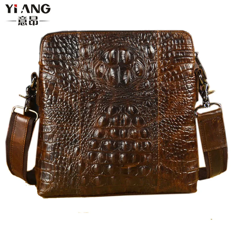 Новинка мужская кожаная винтажная сумка-мессенджер через плечо с узором под
