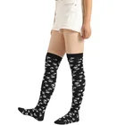 Чулки женские с рисунком черепа, хлопковые эластичные Нескользящие креативные термостойкие чулки на Хэллоуин, для отдыха, для осени и зимы