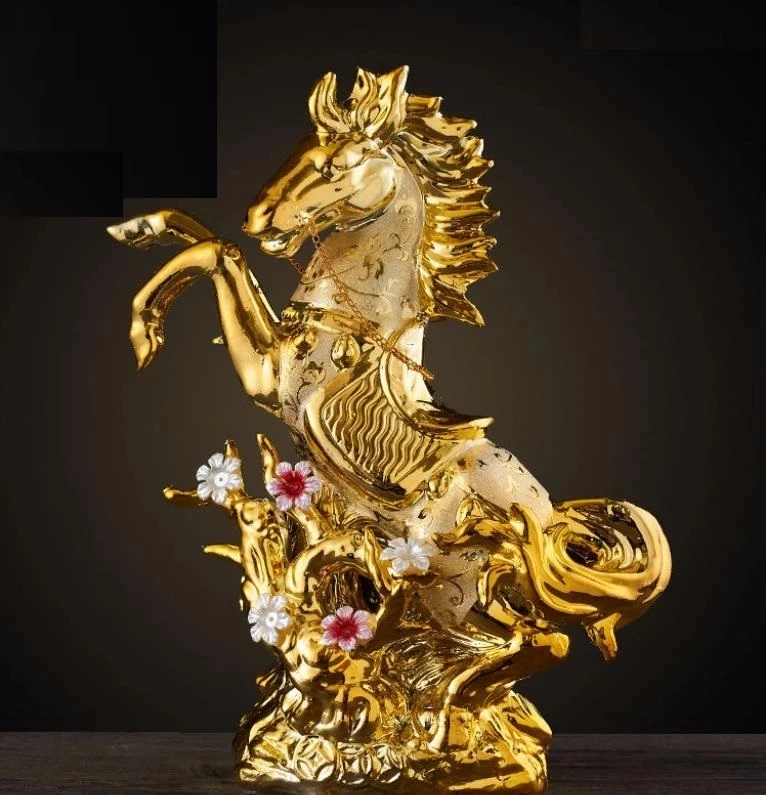Золотая лошадь домашний Декор Керамические поделки фарфоровые фигурки животных