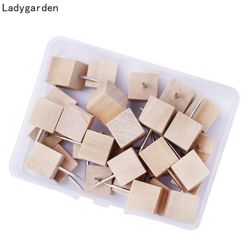 

30PCS 20MM Nautral Cork Wooden Pushpins Thumbtack Board Pins Drawing Photo Wall Studs Office School Supplies