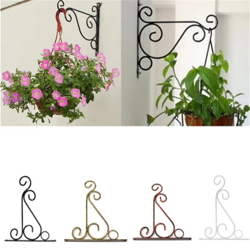 

Flower Pot Shelf Stand Holder Garden Wall Light Iron Hanging Flower Plant Pot Bracket Hook Shelf Hanger Household Door Decor