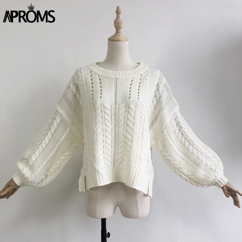 Aproms, элегантный вязаный свитер с рукавом летучая мышь, пуловеры, женские зимние однотонные свободные свитера, женские осенние уличные джемперы