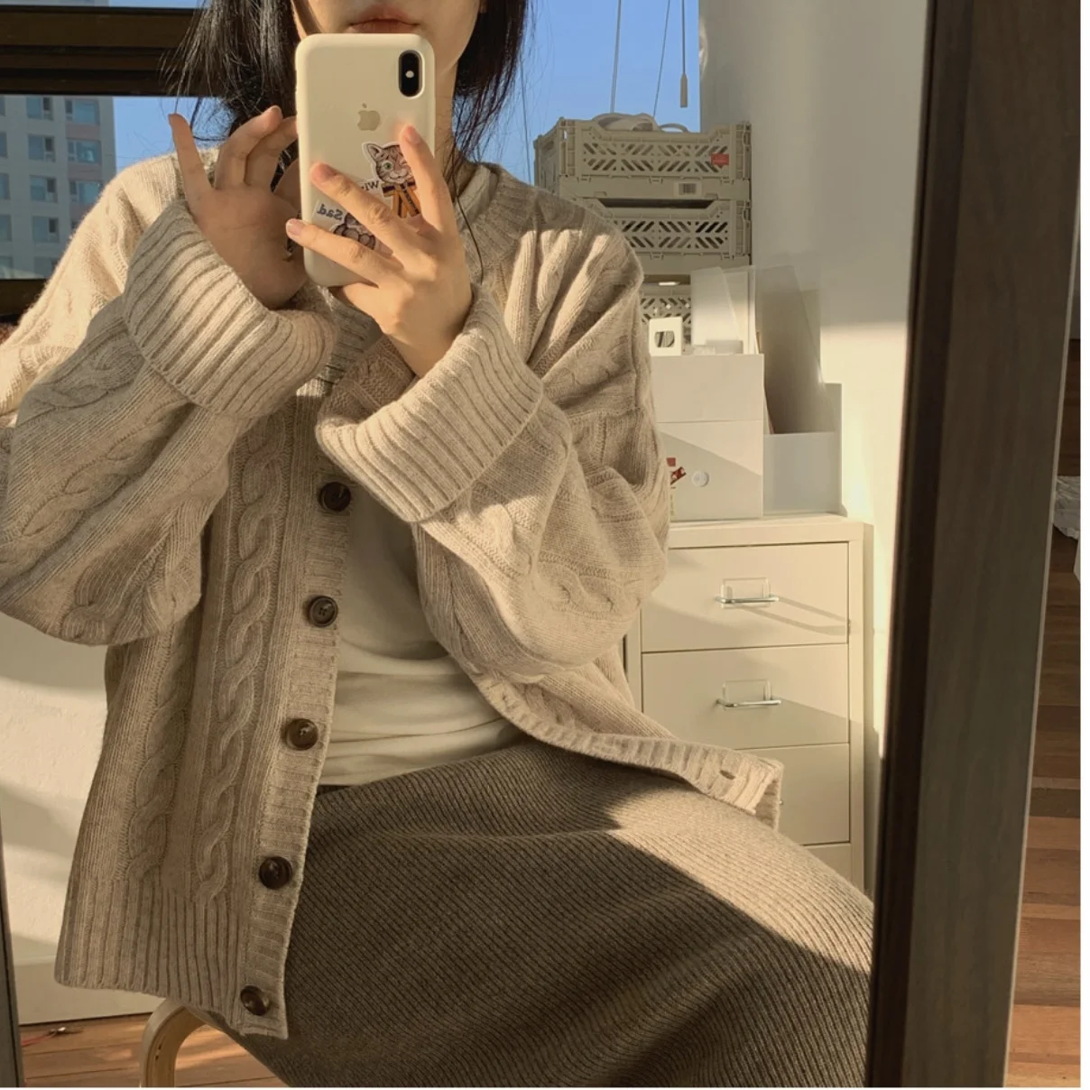 

Новинка 2021, корейский Свободный вязаный кардиган, женский свитер с завязками, пальто, ленивый Топ