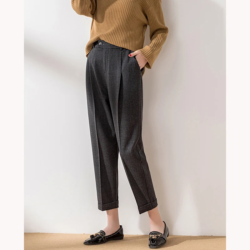 Женские брюки с завышенной талией широкими штанинами длинные прямые свободные