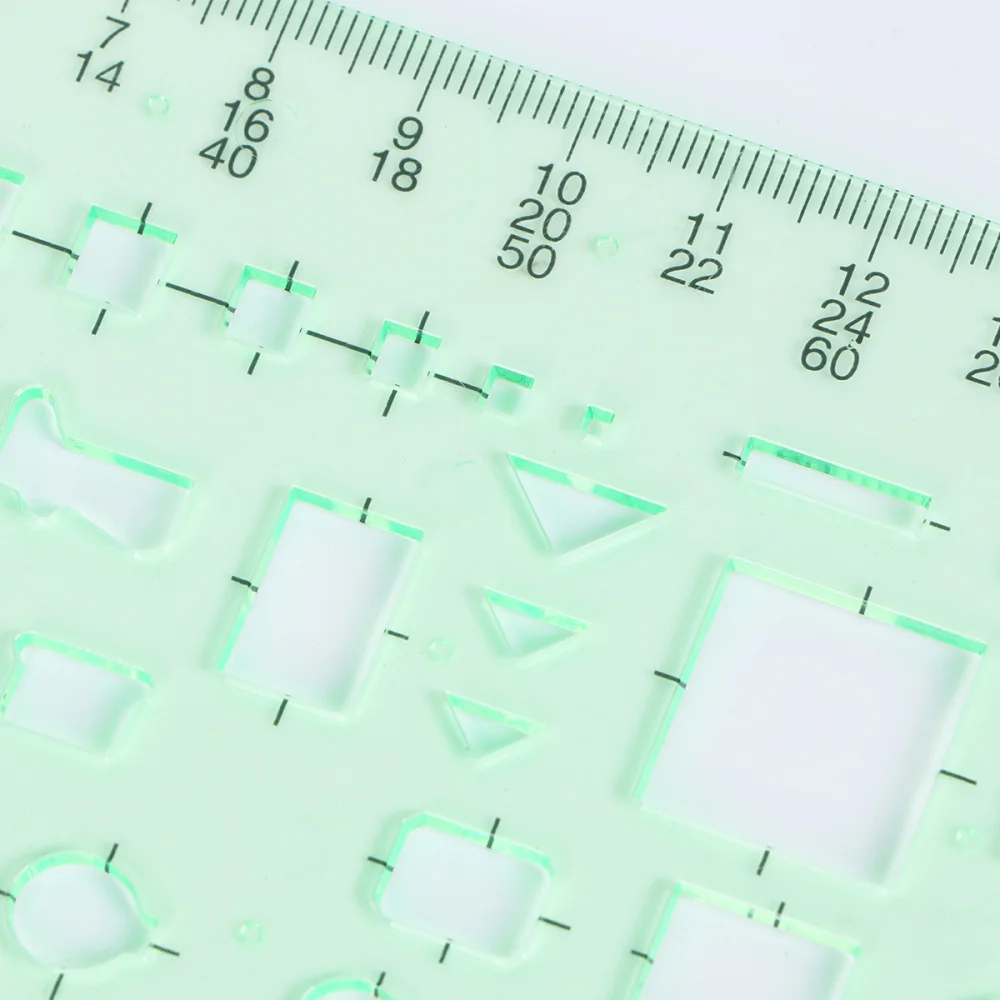 

11 Pcs Green Transparent Expanded House Plan Template Measuring Geometric Rulers Building Formwork Drawings Templates for Office