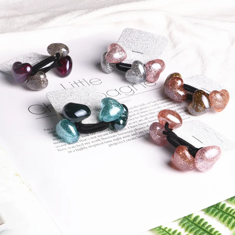 

2PCS Fashion Korea Love Hair Tie High Elastic Hair Rope Children Women Baby Girl Headwear Hair Accessories