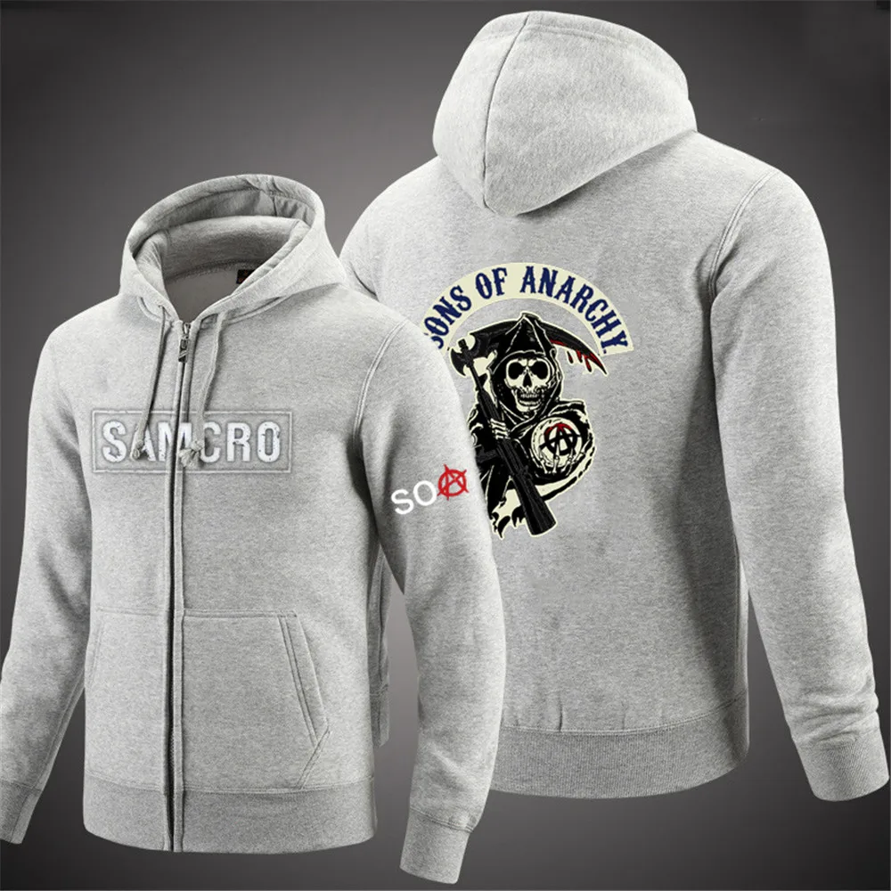 

NEW Spring SAMCRO Hip Hop Sons Of Anarchy Hoodies For Man Print Unisex Tracksuit Woman Punk Coats Zipper College Jackets