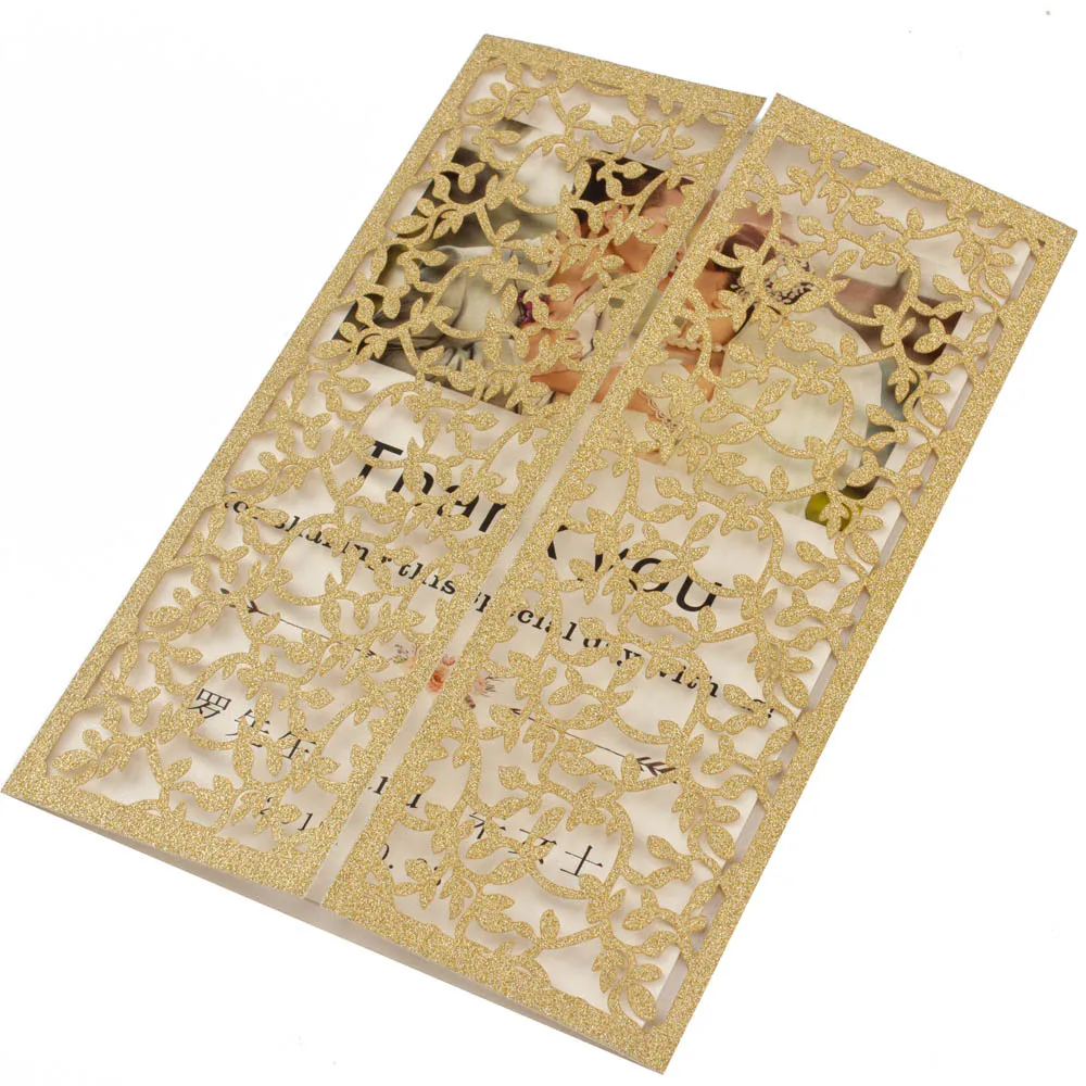 Бесплатная доставка 1X Шампань синий блестящий полый лист лазерная резка