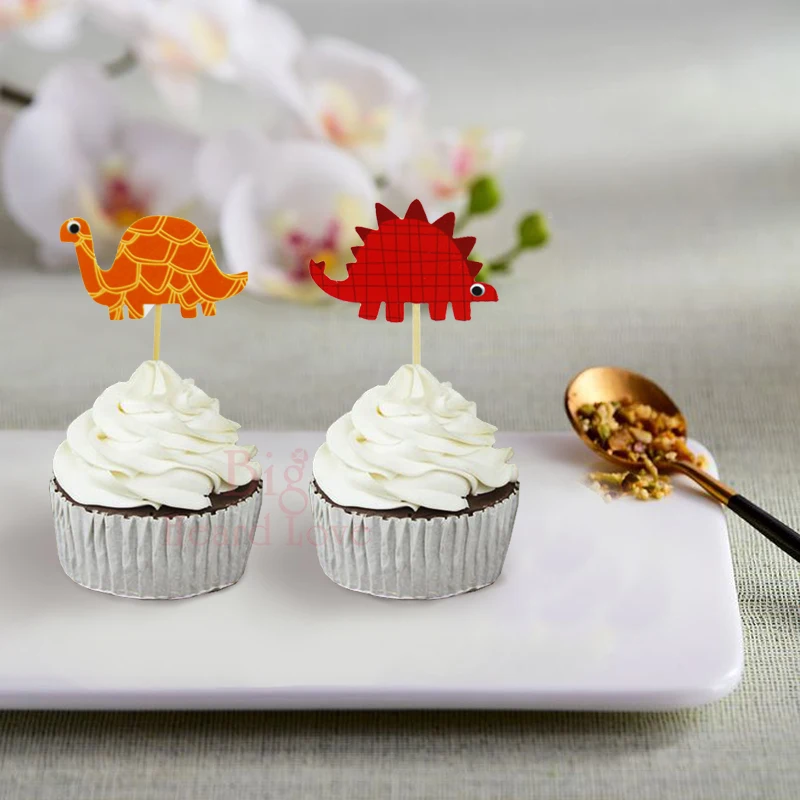 24 шт./лот динозавры мультфильм кекс pick Baby Shower вечерние торт дети день рождения украшения вечерние принадлежности