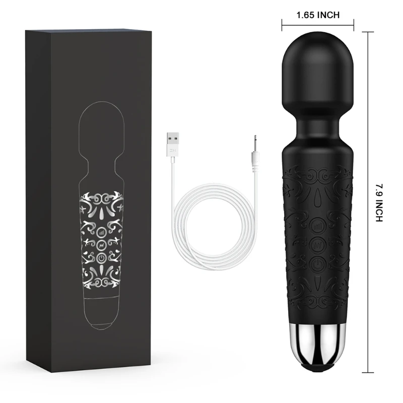 

Personal Massager 20 Vibration Modes Portable Handheld Rechargeable Massagers Cordless Massager Black Color