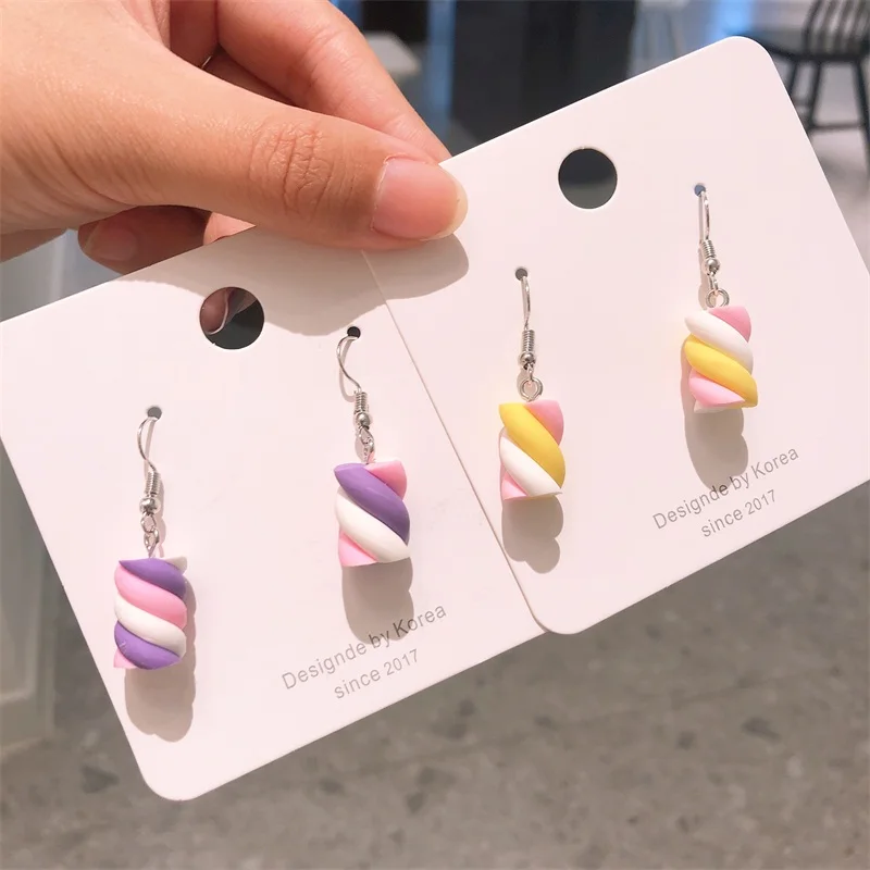 

Creative Cute Dangle Earrings Korean Geometric Food Marshmallow Earring Sweet Cute Funny Candy Color Trend Jewelry Free Shipping