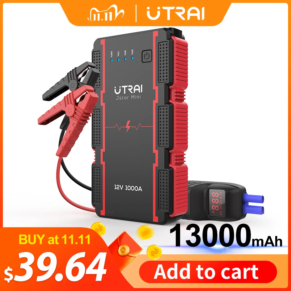 

UTRAI 1000A Jump Starter 13000mAh Power Bank Starting Device Portable Charger Emergency Booster 12V Car Battery Jump Starter