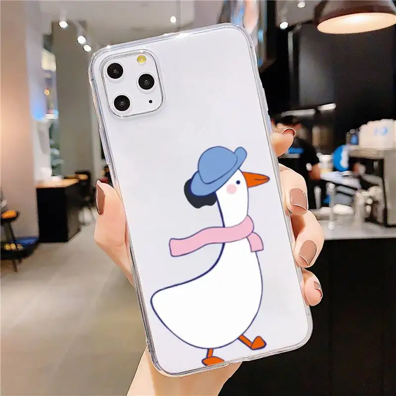 

Funny Creative Animal Duck Phone Case Transparent soft For iphone 5 5s 5c se 6 6s 7 8 11 12 plus mini x xs xr pro max