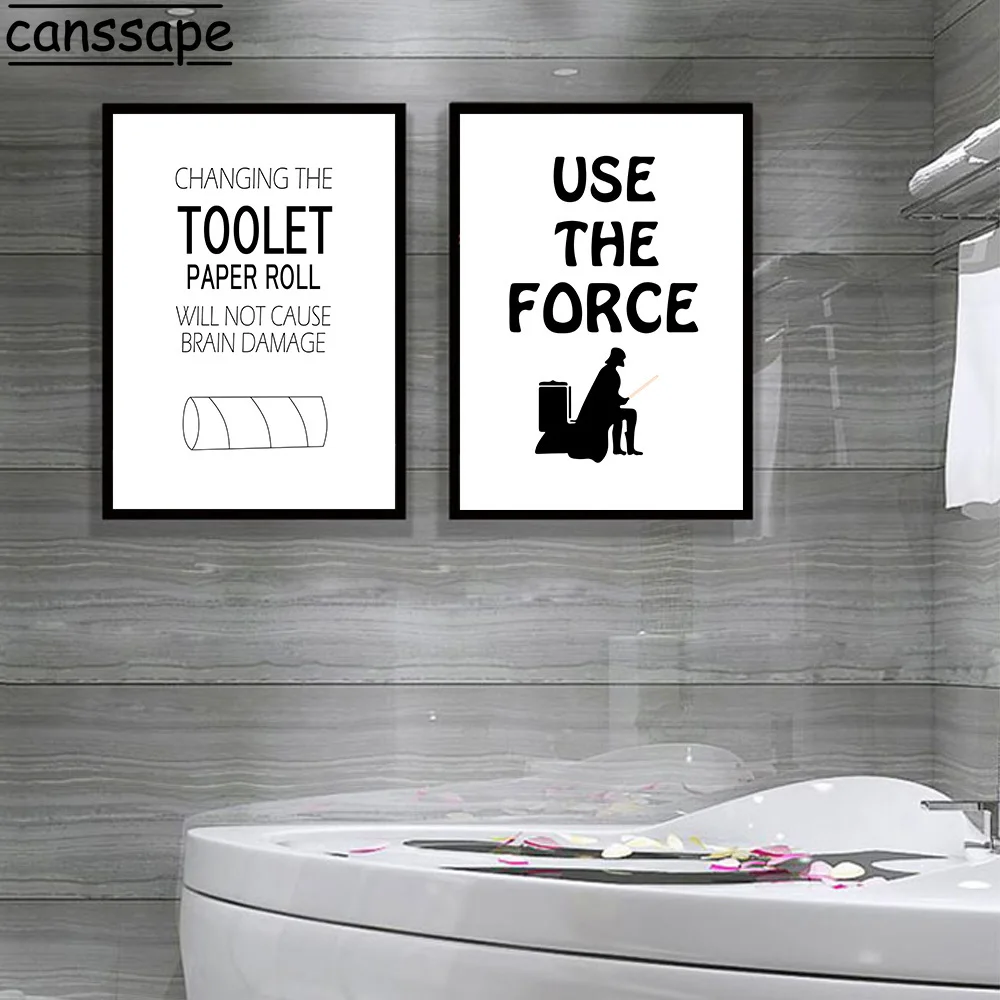 Черный и WhiteToilet холст картины плакаты в ванную принты Туалет минималистский