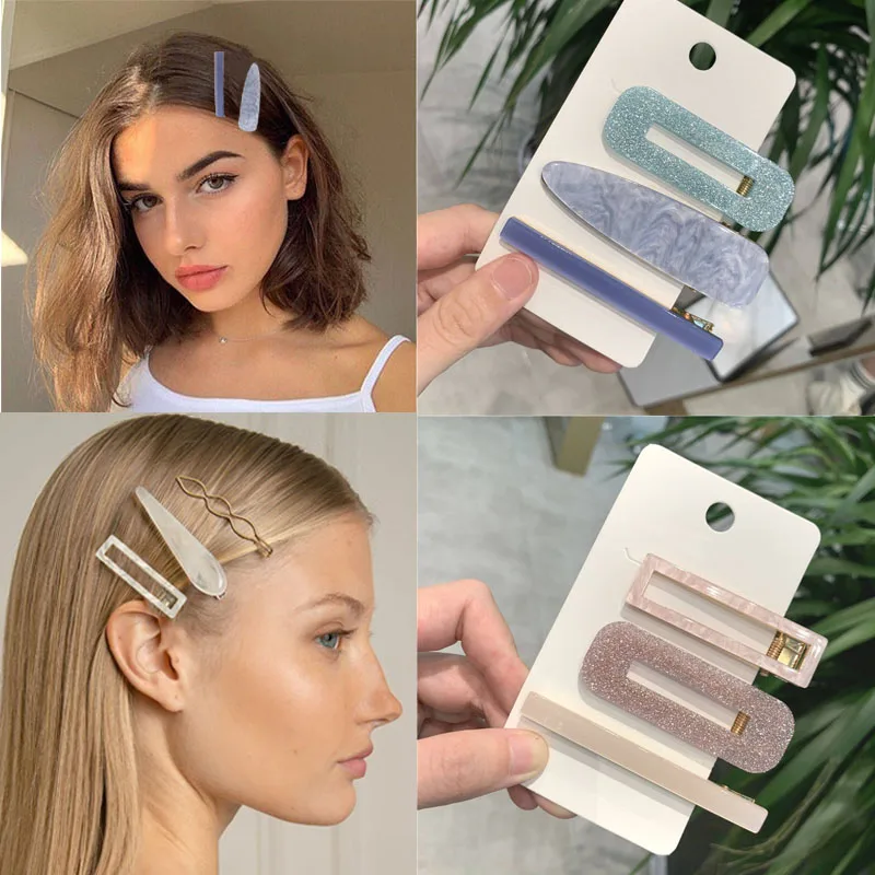 

Fashion Acetate Hair Clip For Women Girls Barrettes Sweet Candy Color Hairpins Bangs Clip Set Hair Accessories Gift Hair Grip
