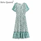 Женское богемное Платье макси с коротким рукавом и цветочным принтом