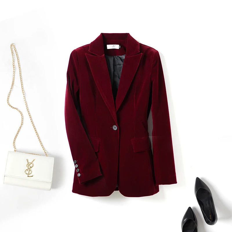 Размера плюс бархатный пиджак костюм женский пальто офисные женские бархатные