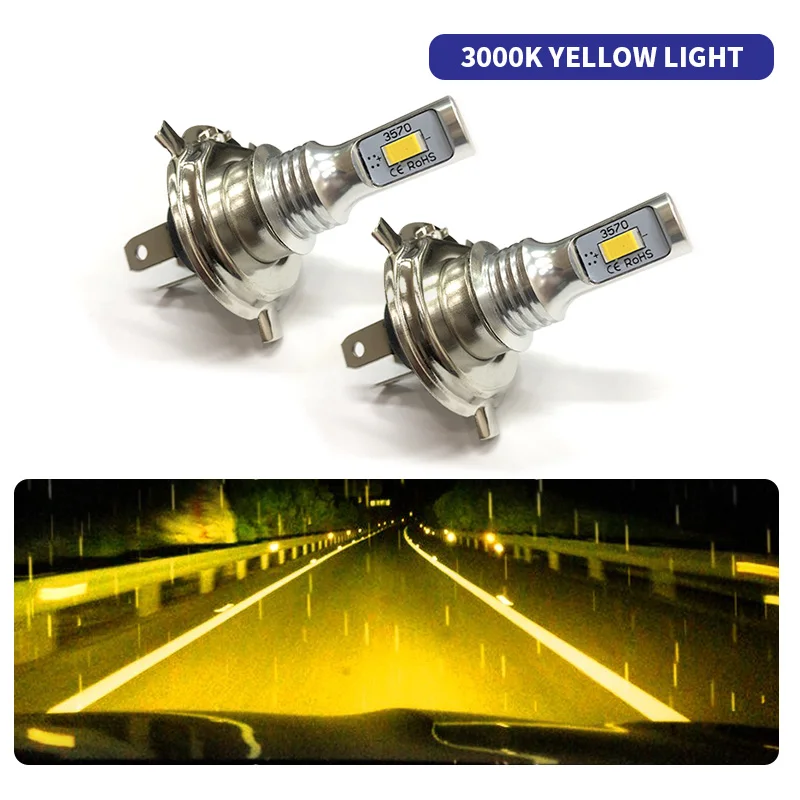 

360 Degrees DC 12V-24V LED Bulbs Super Bright H3 CSP LED Fog Light Bulbs Conversion Kit 80W 2000LM 3000K Yellow