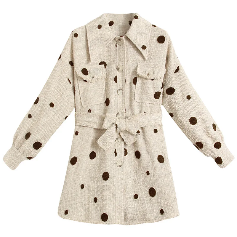 

Xiaoxiang's Wind Round Dot Tweed Coat In Autumn And Winter Of 2020