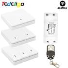 Беспроводной смарт-выключатель 433 МГц, настенная панель с кнопочной кнопкой, переключатель с клонным дистанционным управлением, 220 В, 10 А, релейный приемник, Домашний Вентилятор для лампы