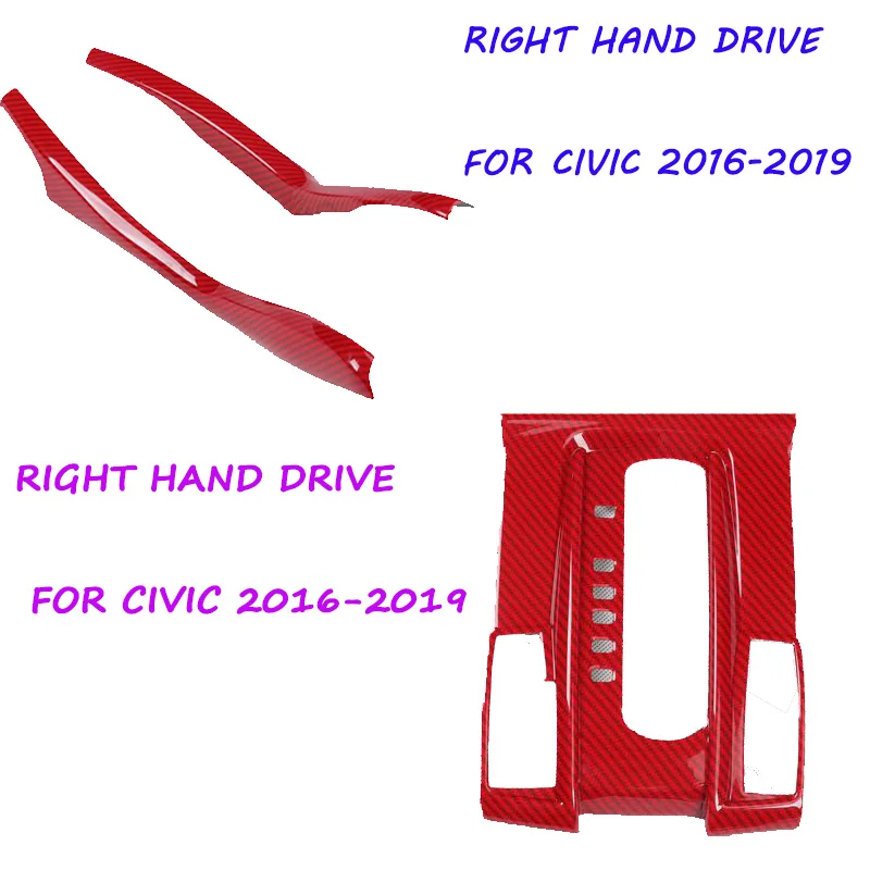 

Правый руль RHD, подходит для Honda Civic 10 седан купе 2016-2019, Задняя отделка из углеродного волокна